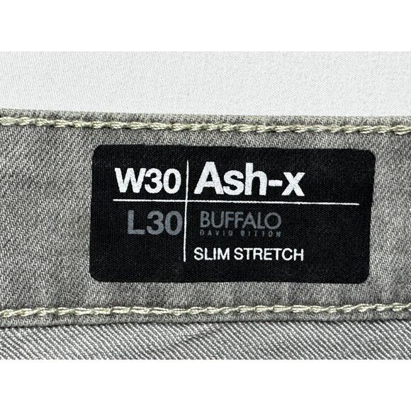 Buffalo David Bitton Men's Ash-X Slim Stretch Gray Denim Jeans - Size 30x29.5 - Picture 7 of 8